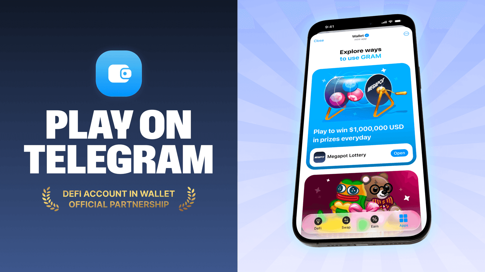 Play on Telegram: Partnership with DeFi Account in Wallet