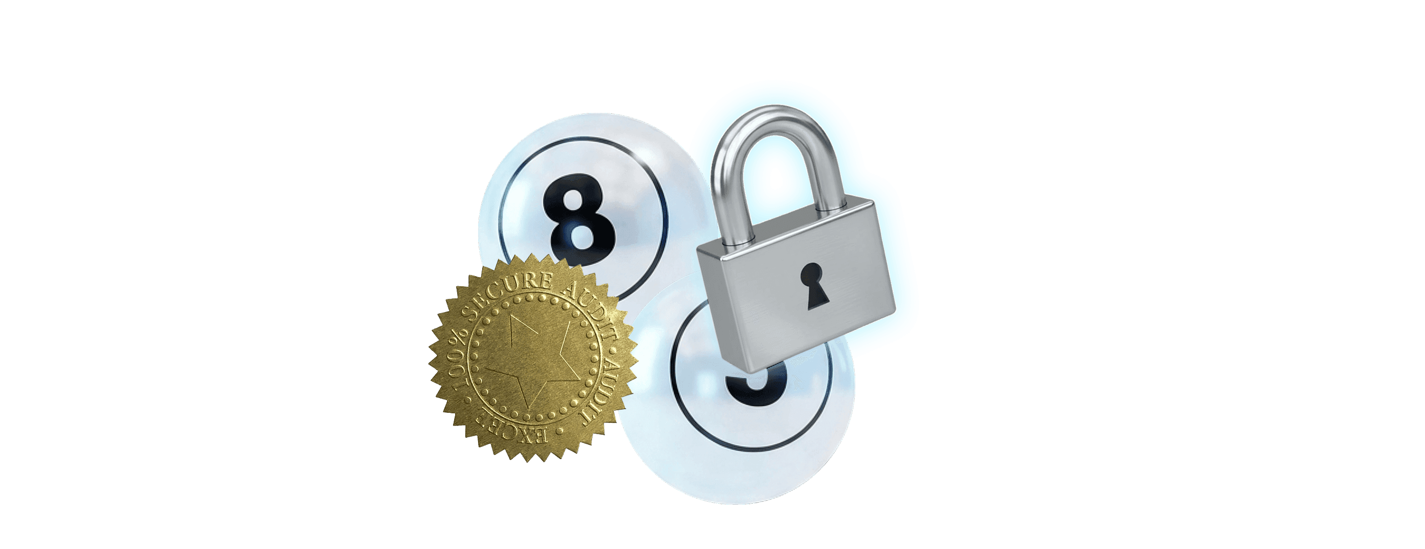 Lottery balls, a security seal, and a padlock